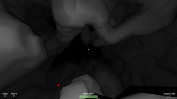 Screenshot from the game, picturing a different area of the dark cave